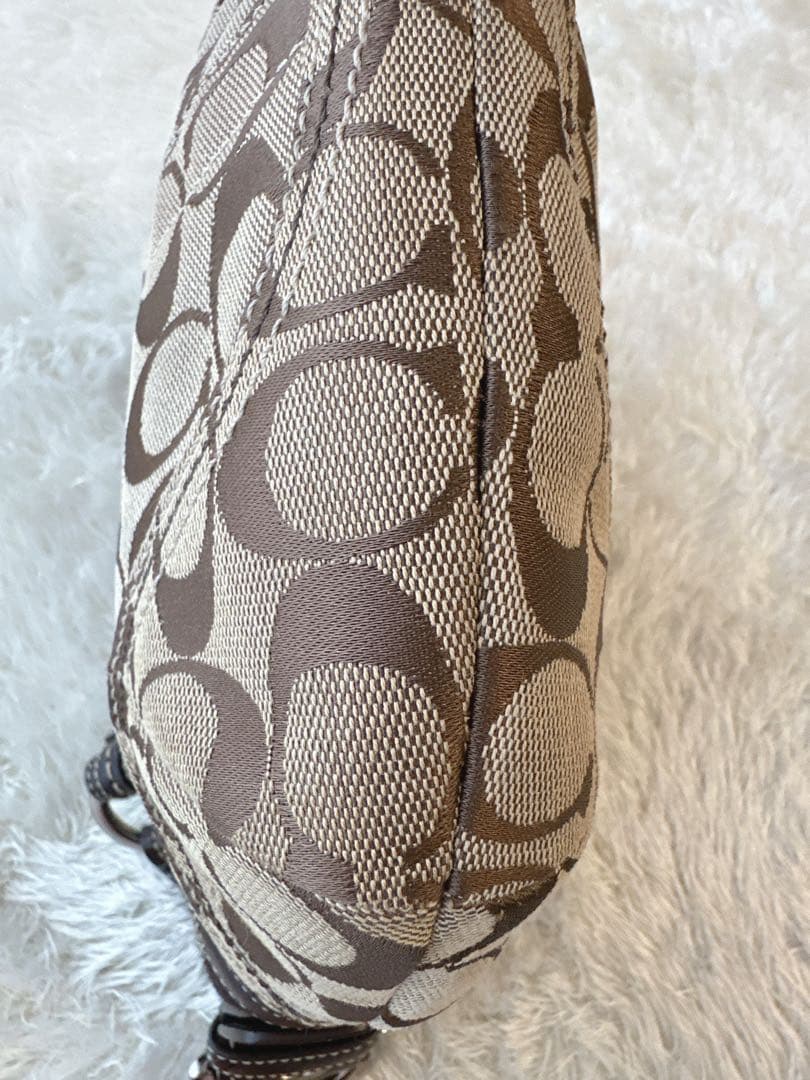 美品 COACH コーチ ワンショルダー バッグ シグネチャー ブラウン系