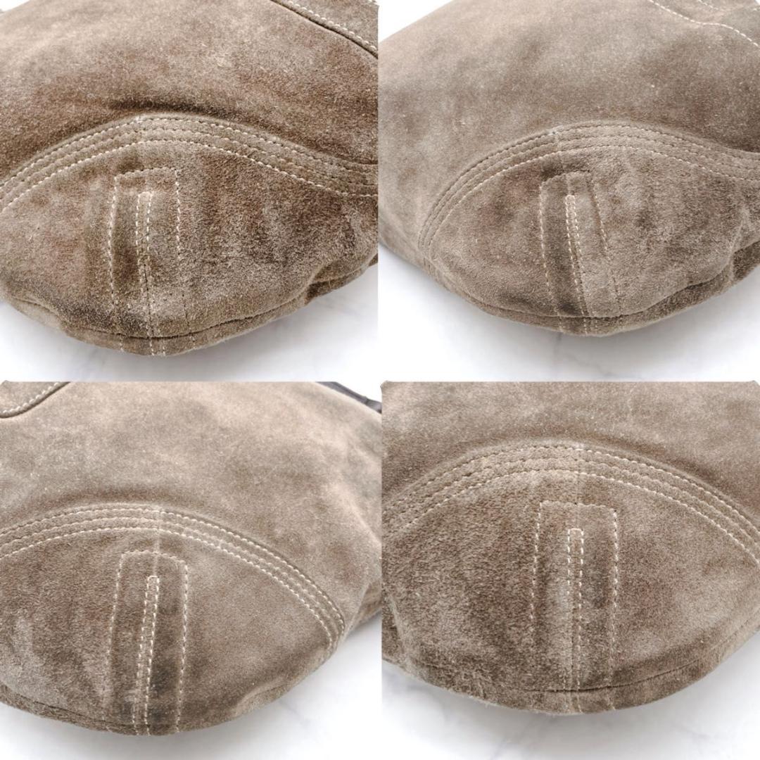 コーチ ホーボー ワンショルダーバッグ ハーフムーン スエード レザー ブラウン