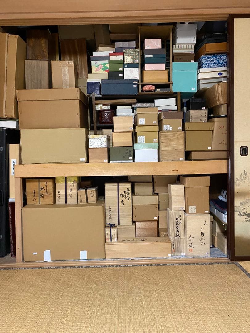 茶道具 翠嵐窯 宝泉造 木箱付 茶道具セット 四点 花鳥模様 青色陶器