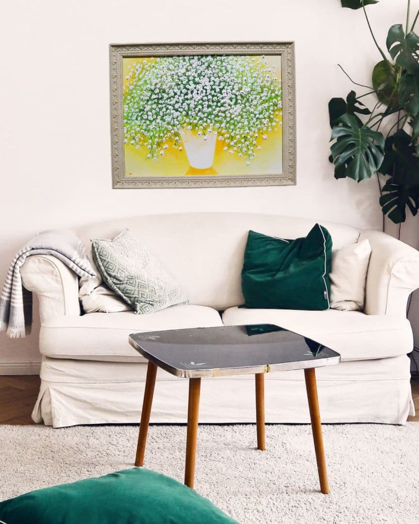 油絵 油彩 油彩画 絵 絵画 【カスミソウ】