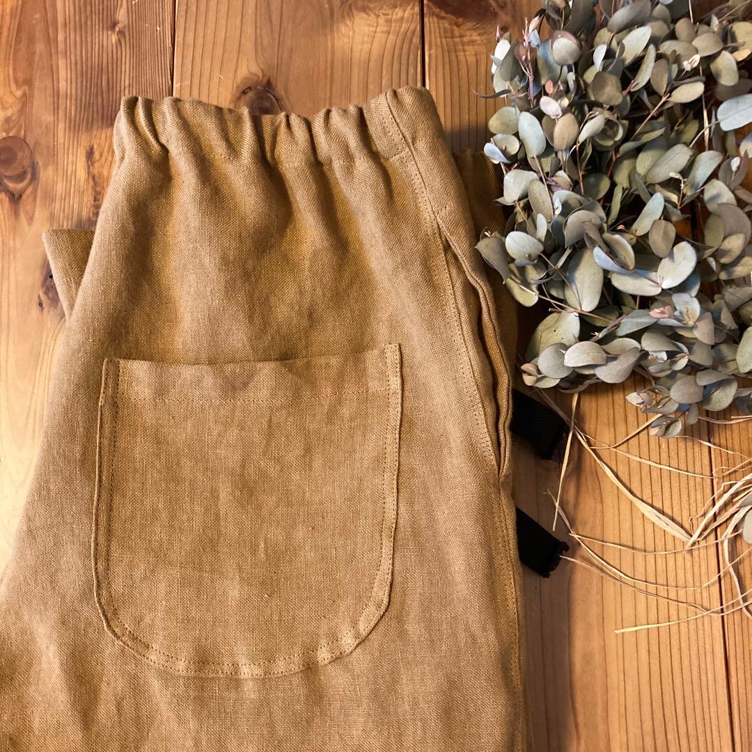 nasuvi＊ハンドメイド＊サフィランフランスリネン　スリムもんぺパンツＬ