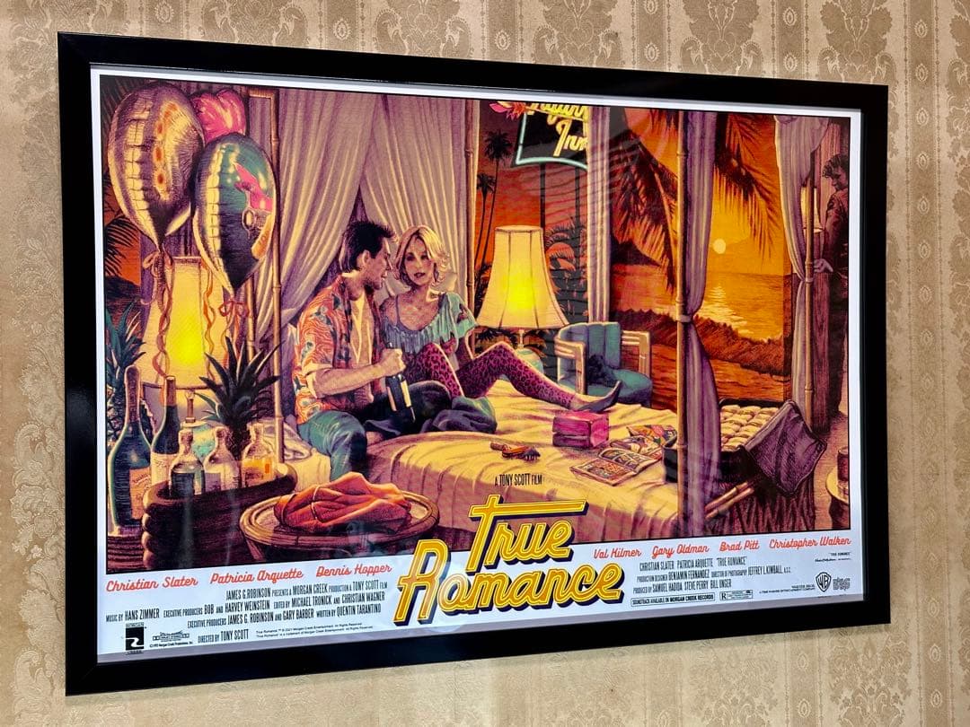 額装込み美品ロッキンジェリービーントゥルーロマンスシルクスクリーン