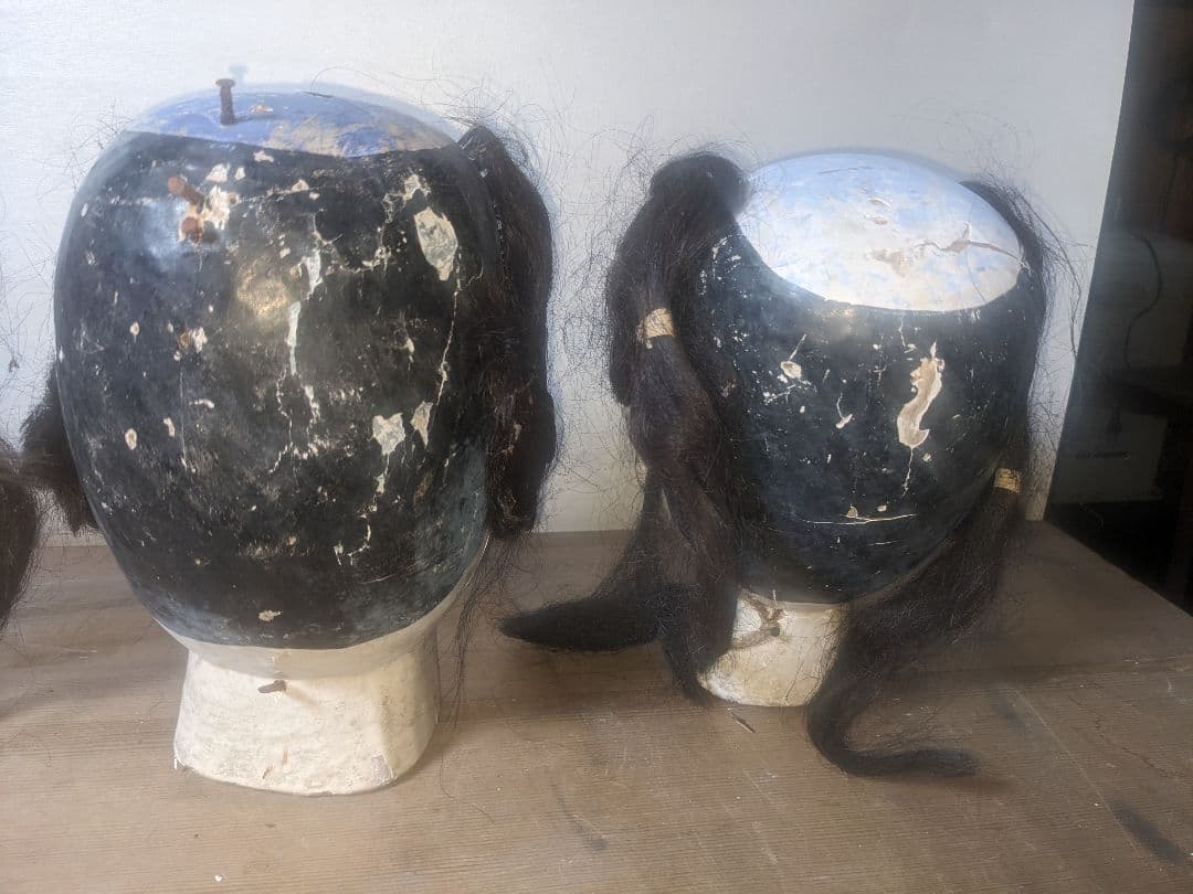 日本の伝統的木製人形の頭4点セット 文楽 幕末~明治 伝統