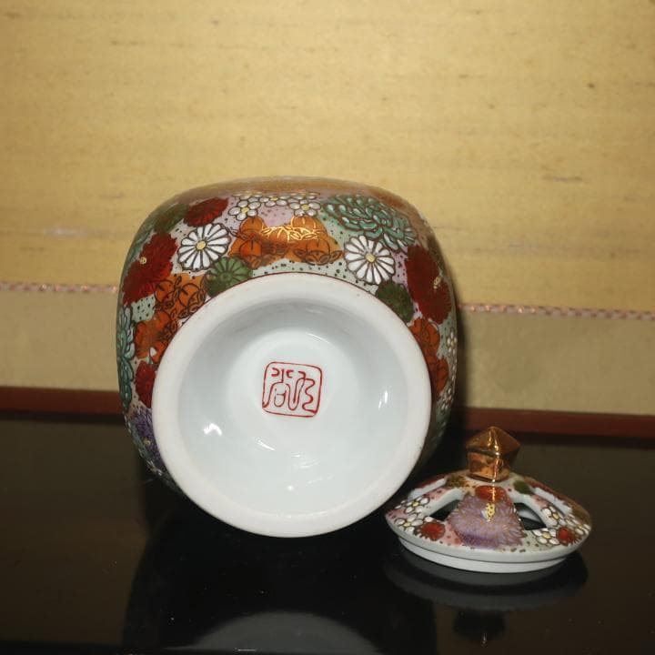 評価1000記念】茶道具 置物 香炉 九谷焼 豪華絢爛 本金金花詰 ギフト