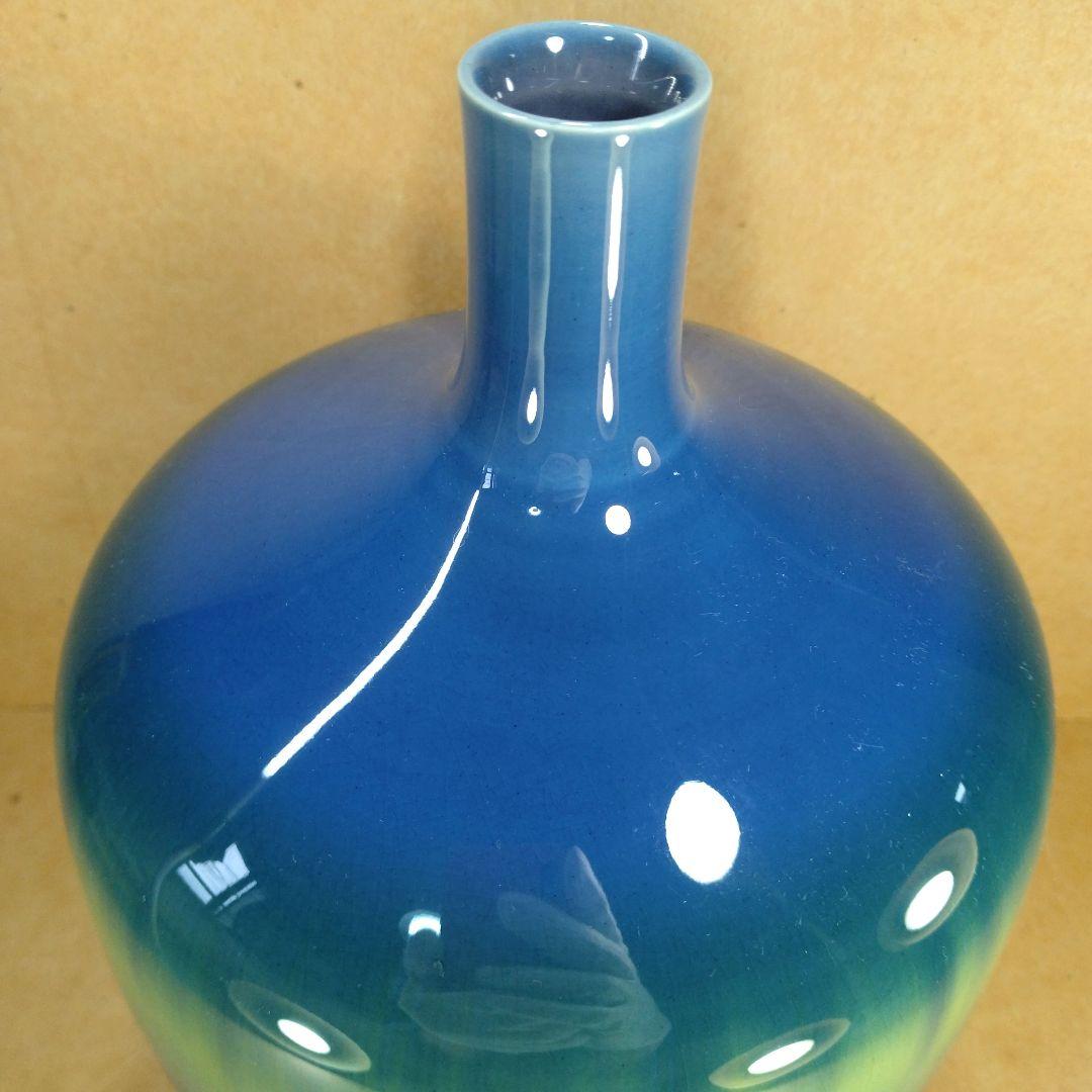 本物保証】三代徳田八十吉≪金銘≫碧明燿彩壷 共箱 共布 栞 人間国宝