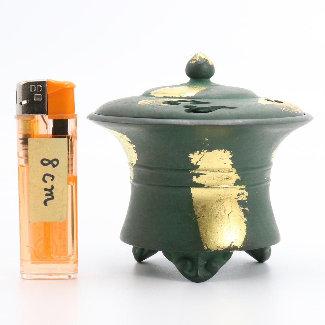 秦蔵六造 塗金銅香炉 瑞雲 青銅器 共箱 N497 NT6