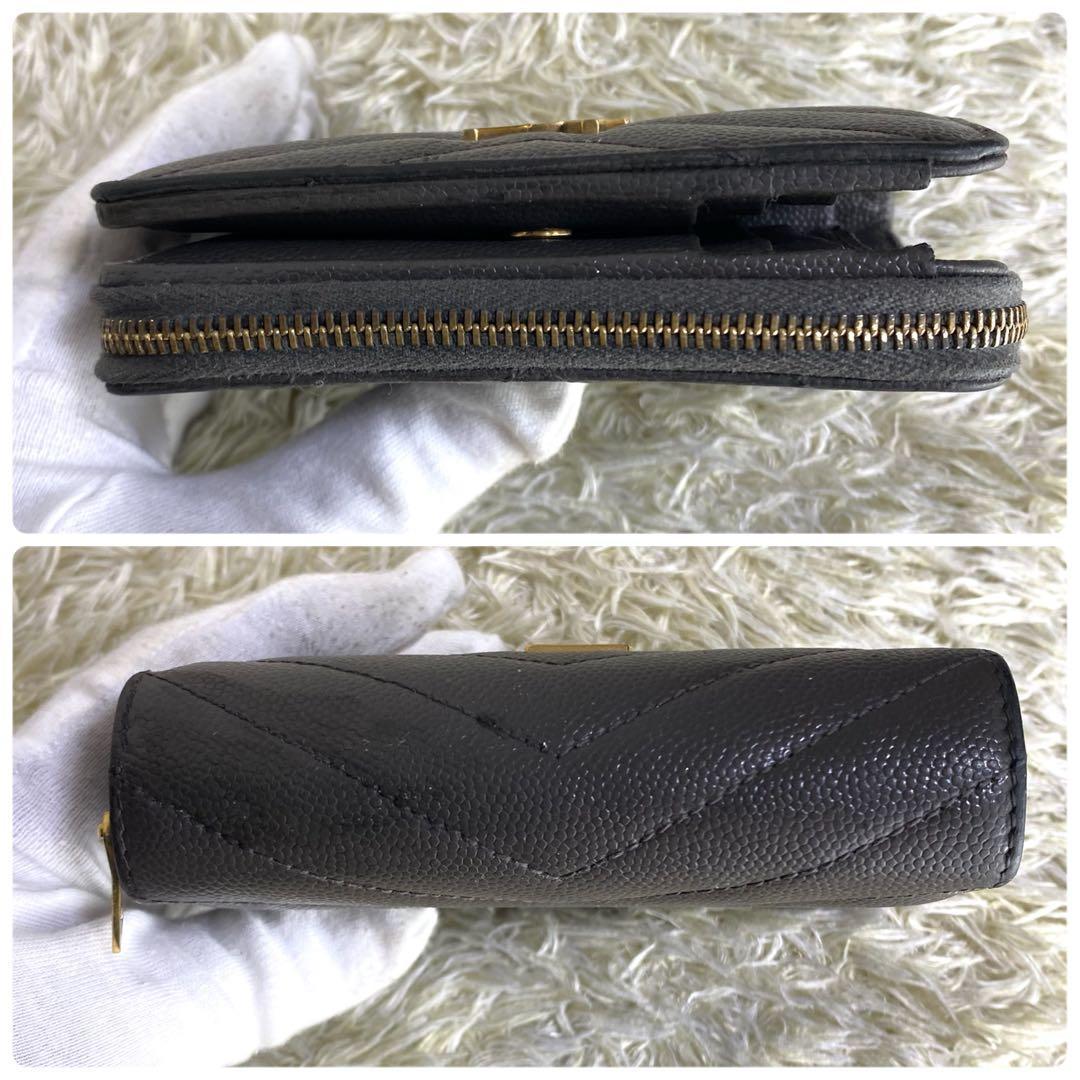 美品✨ サンローランパリ 二つ折り財布 カサンドラ キャビアスキン V