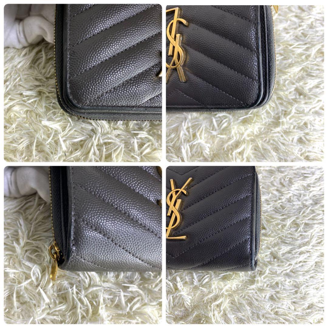 美品✨ サンローランパリ 二つ折り財布 カサンドラ キャビアスキン V