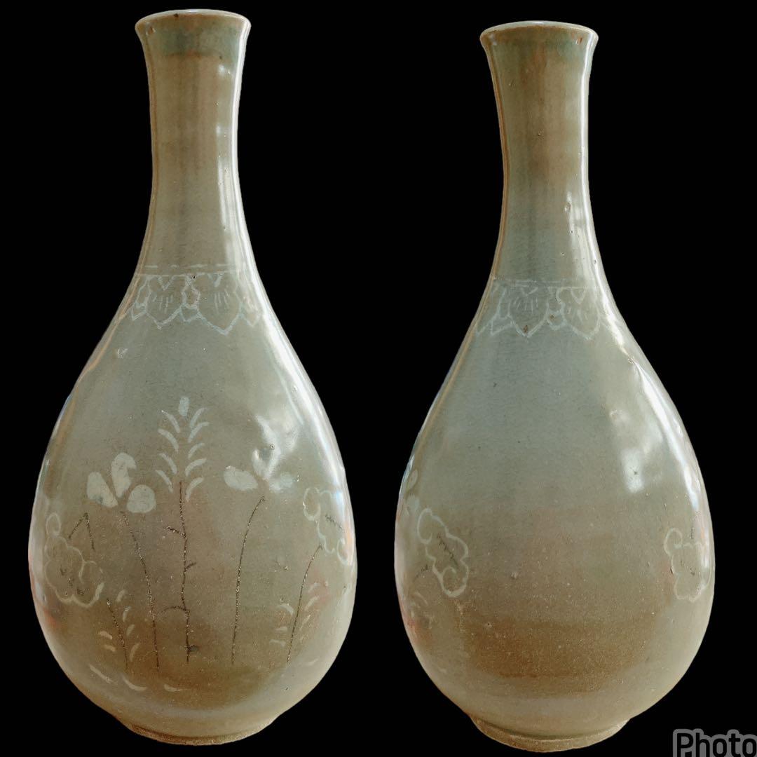 高麗時代　青磁花瓶　朝鮮 韓国 高麗　花器 骨董美術品 古美術 時代品 古玩