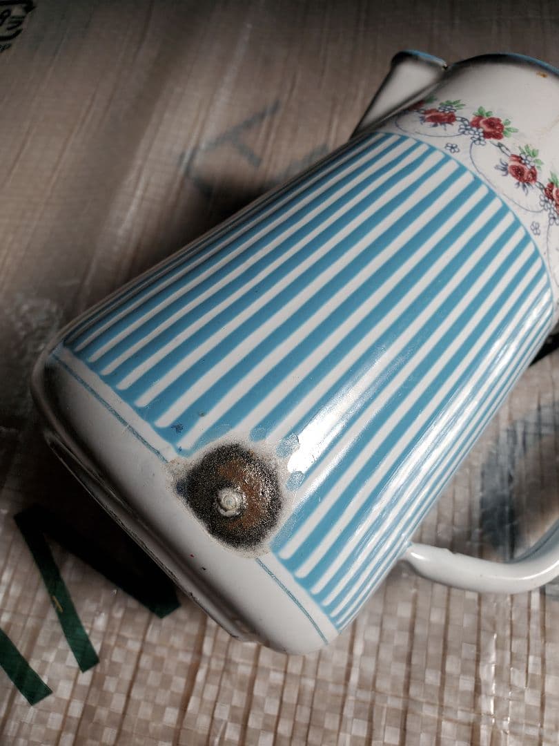 フランス アンティーク ホーロー ジャグ BB社 ローズガーランド セット