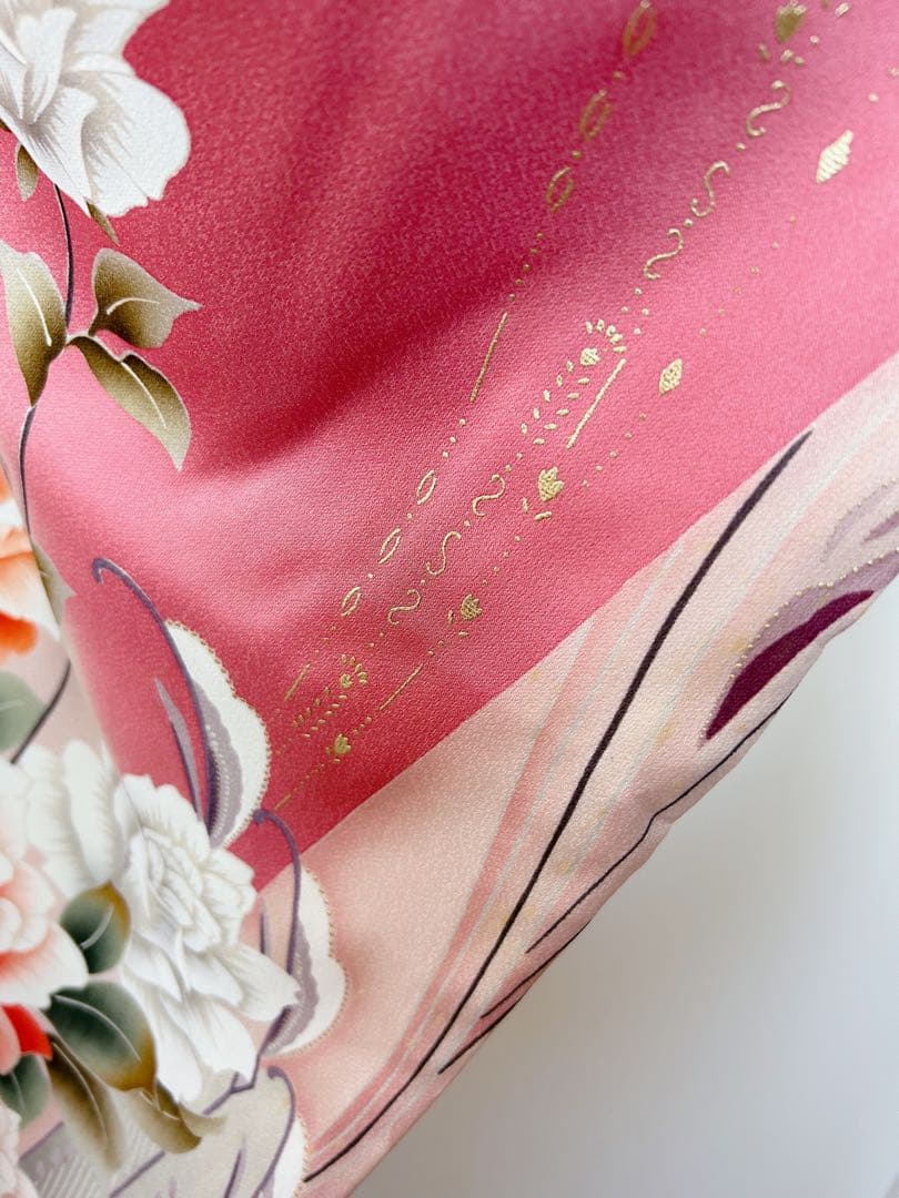正絹振袖フルセット 豪華金彩 薔薇 パール姫 ピンク 花柄 振袖 絹