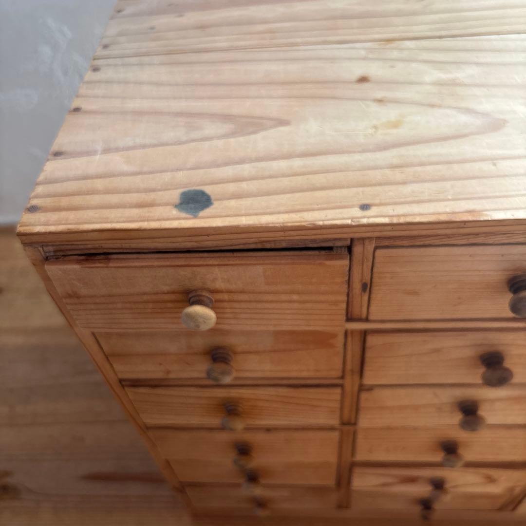 アンティーク チェスト 整理木箱 引き出し 古家具 木製 マス目 小