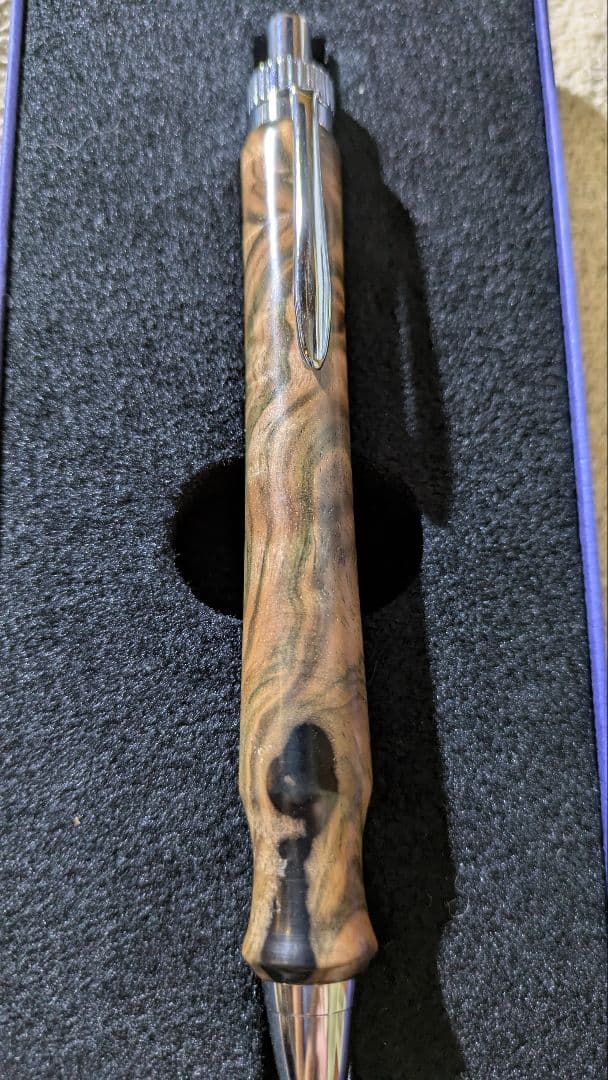 木軸ペン chry leather 黒檀 瘤杢 オーダー品