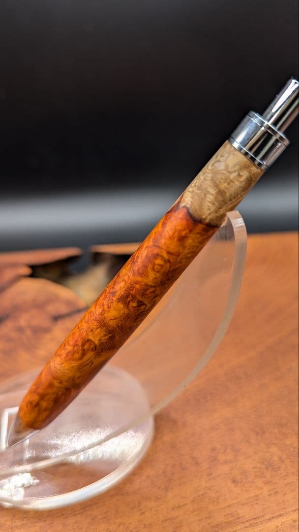 614特上 本花梨 紅白 瘤杢 木軸シャーペン ボールペン - メルカリ