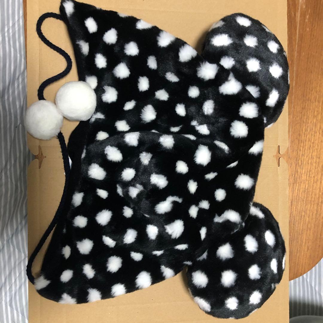 ディズニー ミニー ファンキャップ 水玉ドット レア 白黒 東京