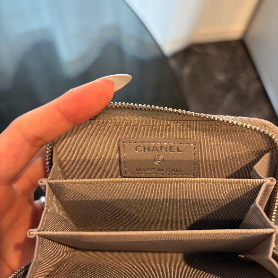 CHANEL グレー　ミニ財布　ケース　パース