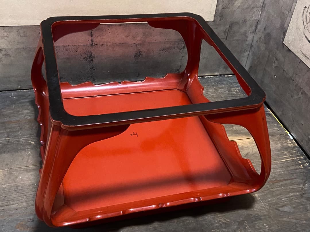 能登蔵出し 輪島塗 朱漆 金縁 脚付膳 / 時代 朱塗 漆器膳 正月の通販は