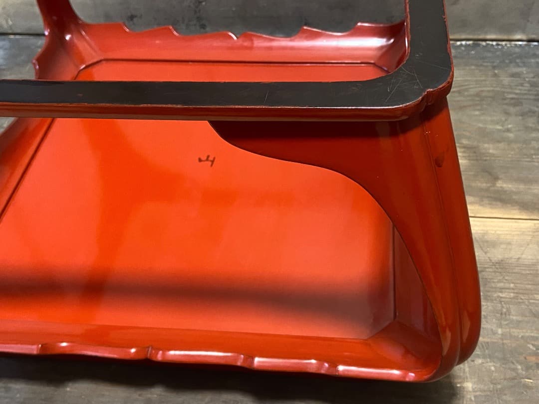 能登蔵出し 輪島塗 朱漆 金縁 脚付膳 / 時代 朱塗 漆器膳 正月