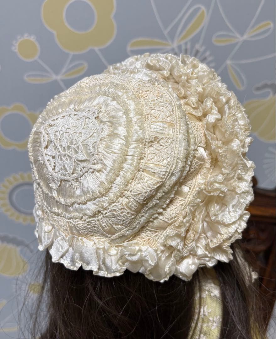 セール中 アンティークビスクドール ドレス 大きいドール用 ボネセット