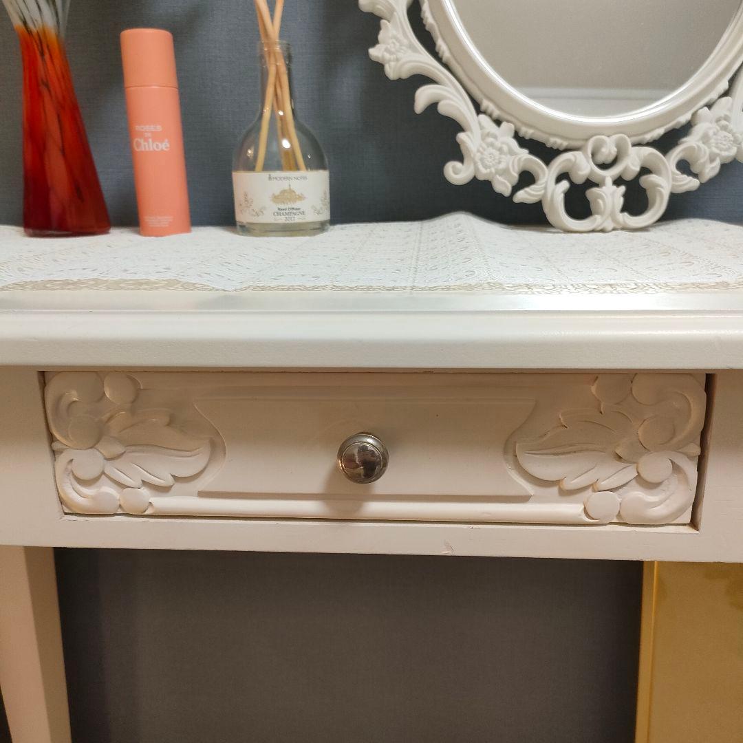 コンソールデスク アンティークホワイト 姫系家具 パイン材