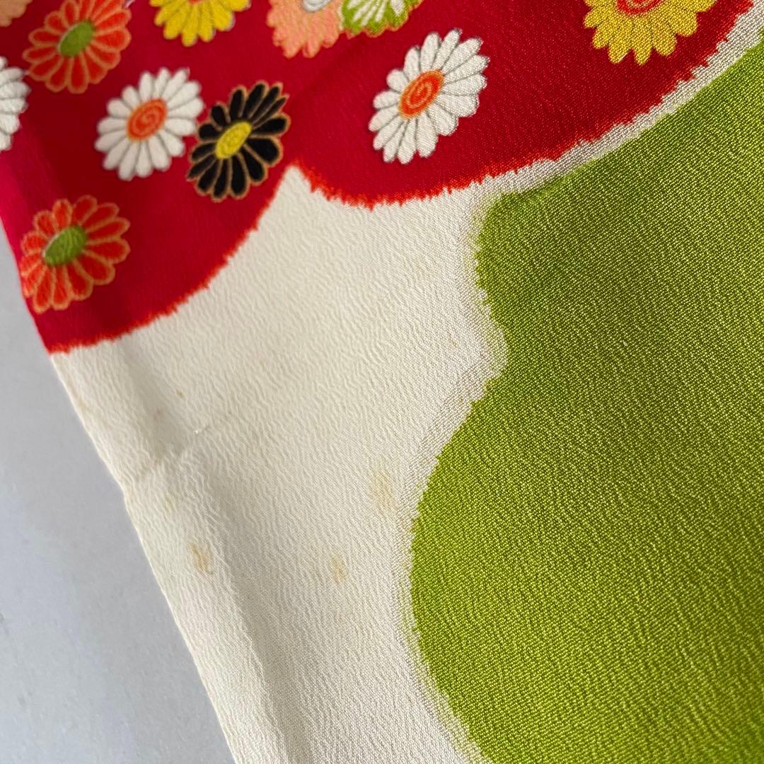 七五三　小さめ7歳さん〜6歳　アンティークお着物セット　半幅帯コーデ