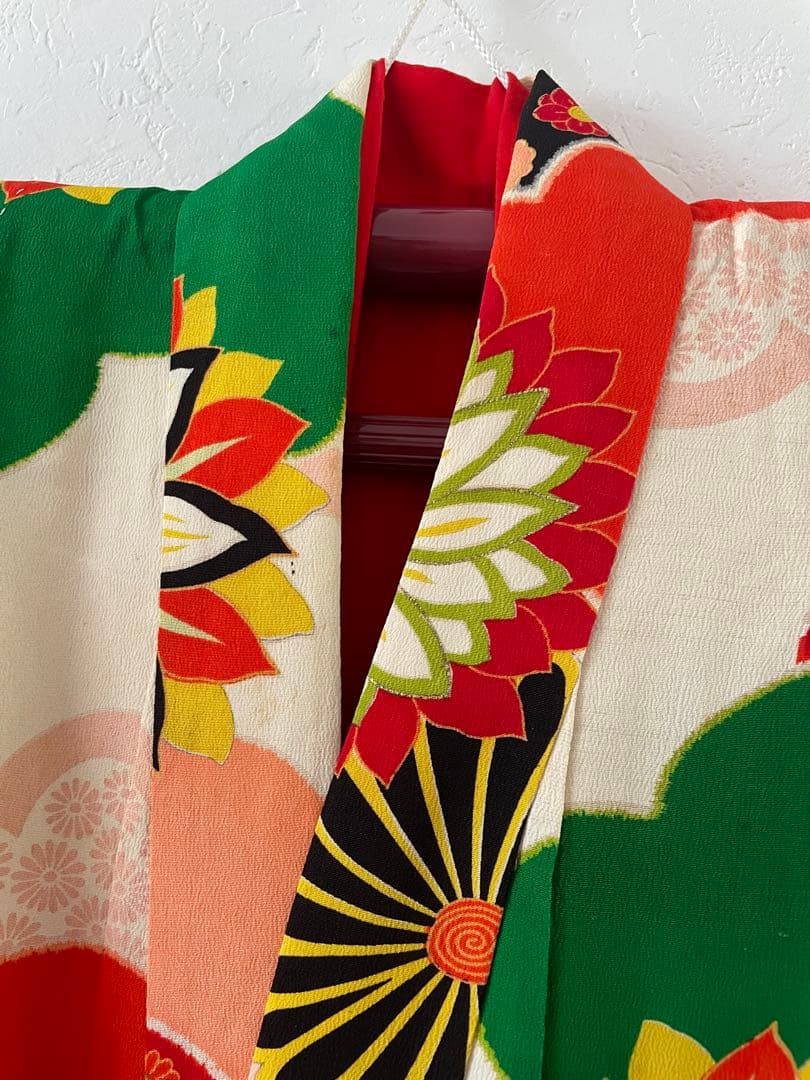 七五三　小さめ7歳さん〜6歳　アンティークお着物セット　半幅帯コーデ