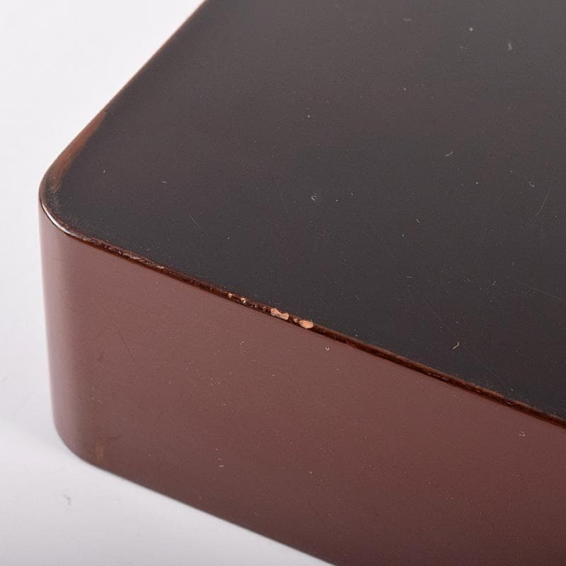 書道具　黒漆　玉石螺鈿装飾　花蝶文　硯箱　時代箱付　G　R7807