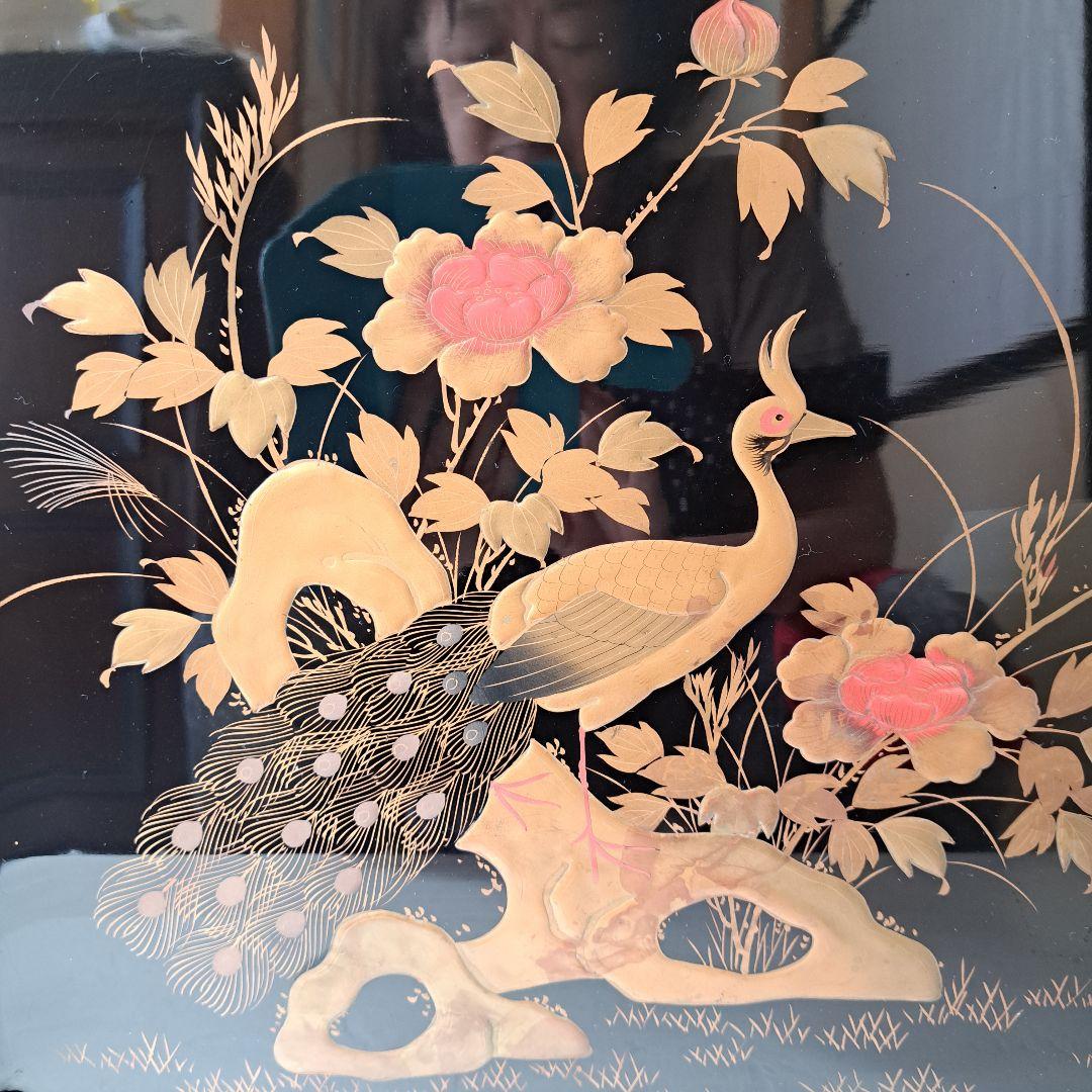 蒔絵 猫足 長方 飾り台 お膳