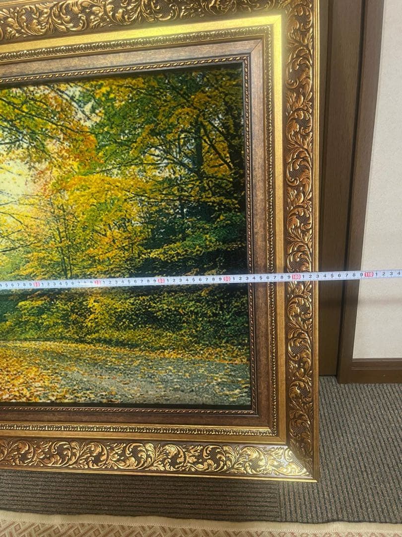 ペルシャ絨毯 絵画絨毯 手織り タペストリー 横860✖️縦555㎜