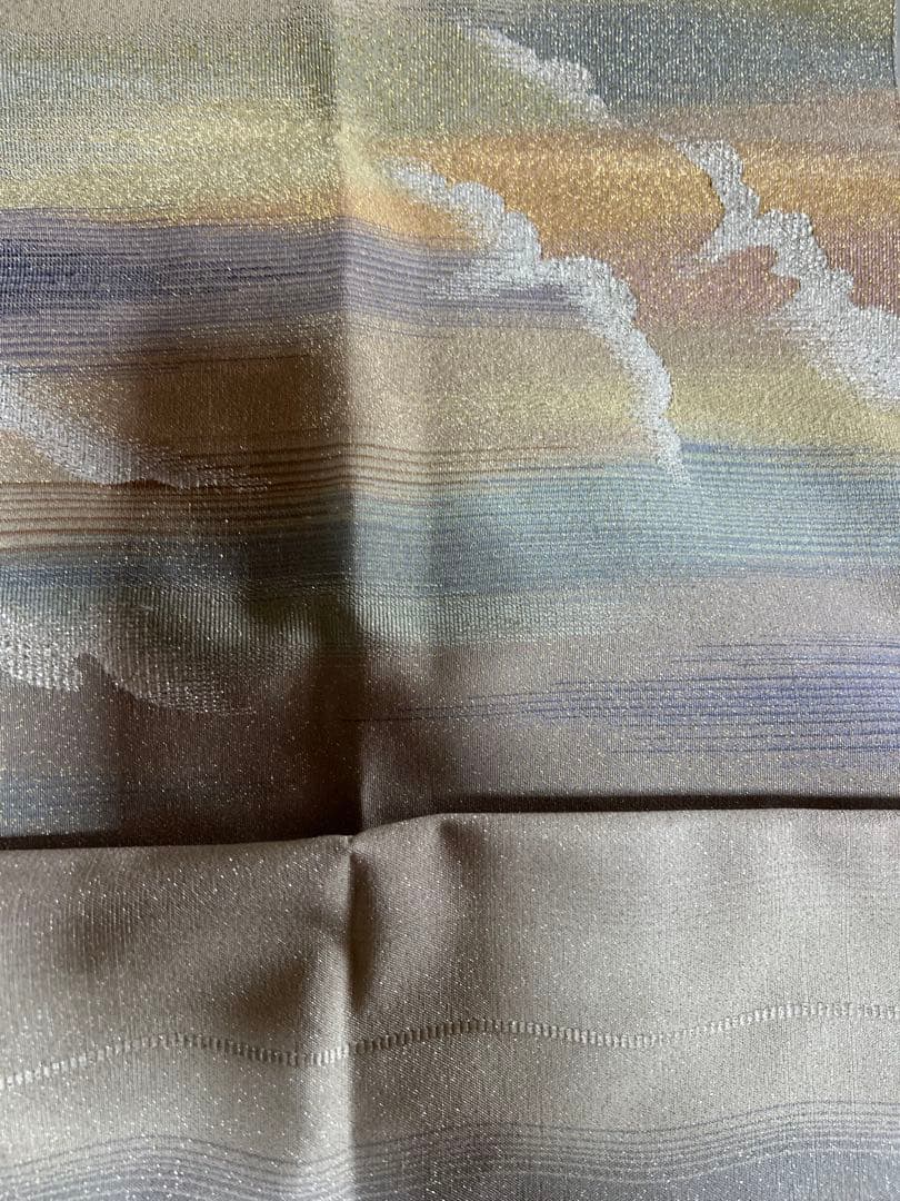 楽天市場】相良刺繍 帯の通販 6k110 袋帯 絹 相良刺繍 白 銀色 青 黄色