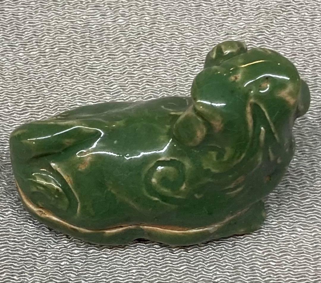 B287b 「青磁 獅子香合」前大徳誡堂箱書付 紀州御庭焼青瓷獅子