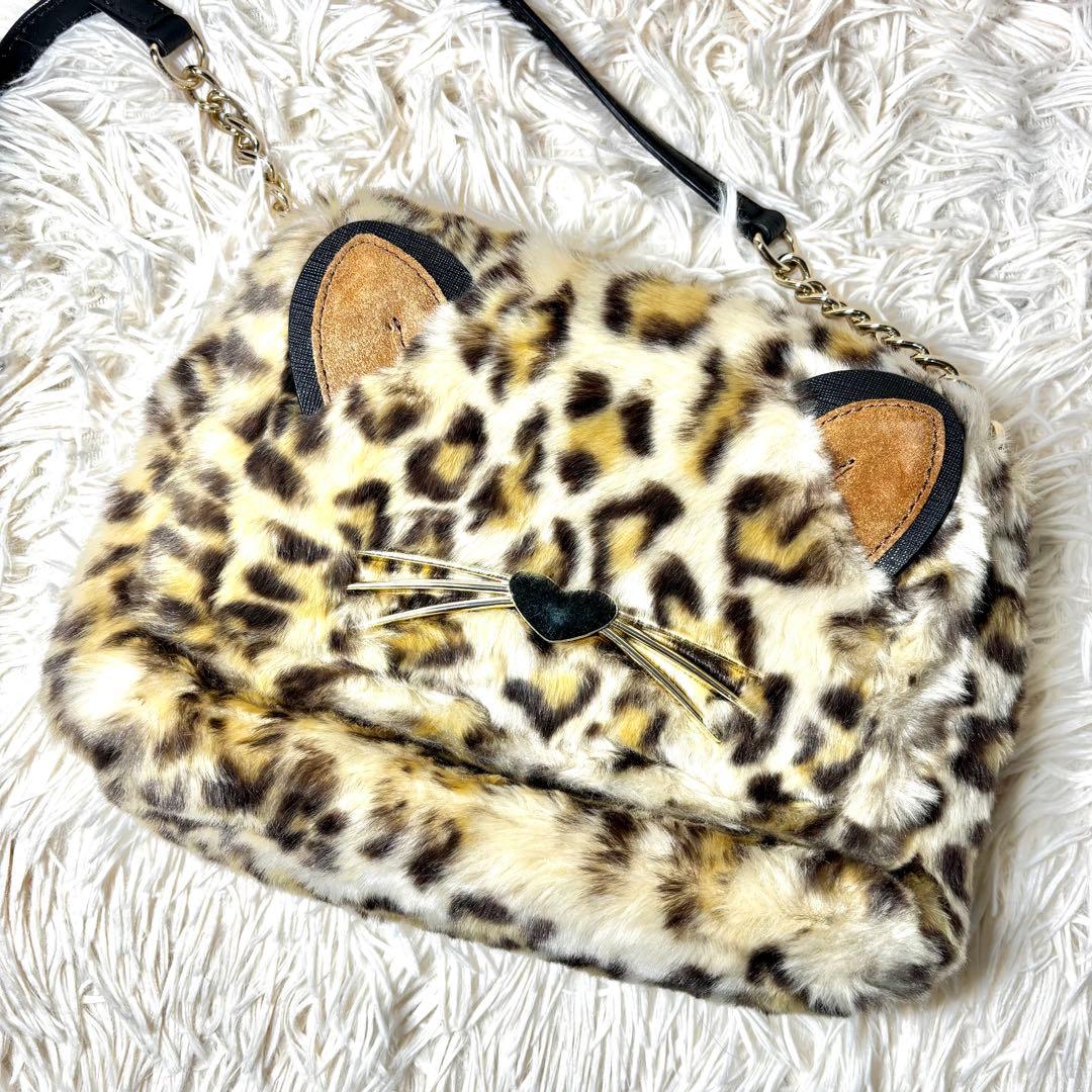 【ケイトスペードニューヨーク】ショルダーバッグ　レオパード　ネコ　ヒョウ　ファー
