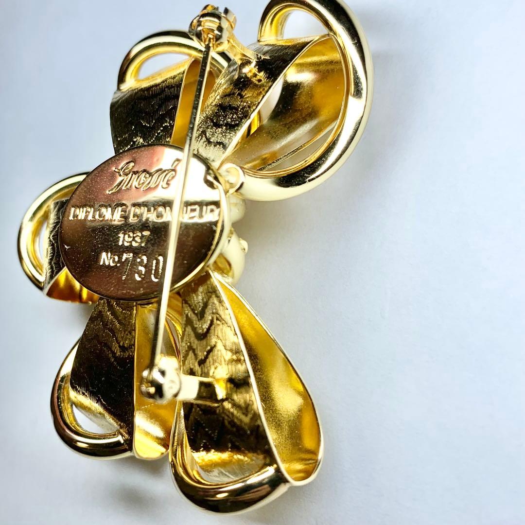 希少 Grosse DIPLOME D'HONNEUR ブローチ リボンフラワー