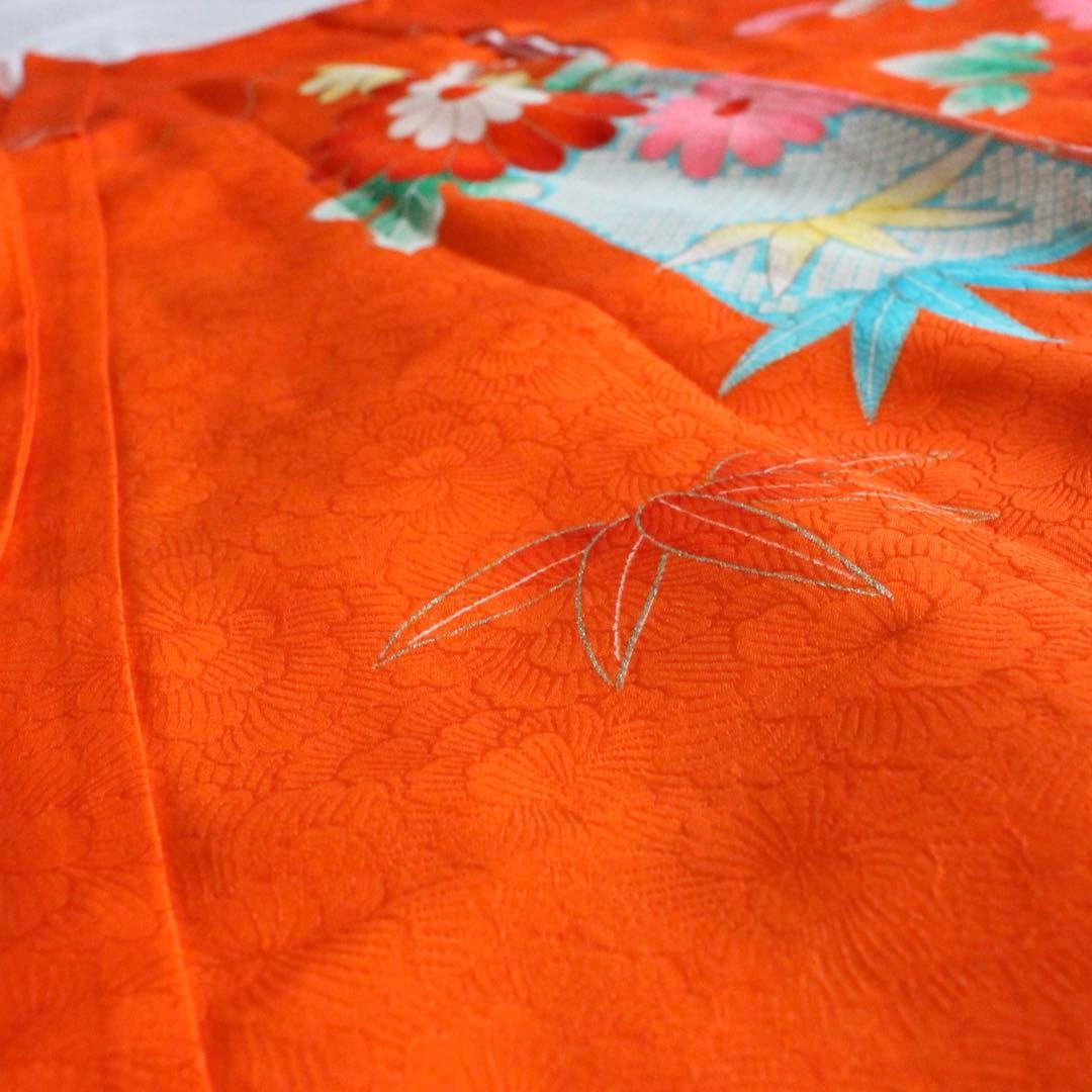 七五三 3歳 女の子 子供 オレンジ 着物 被布 セット