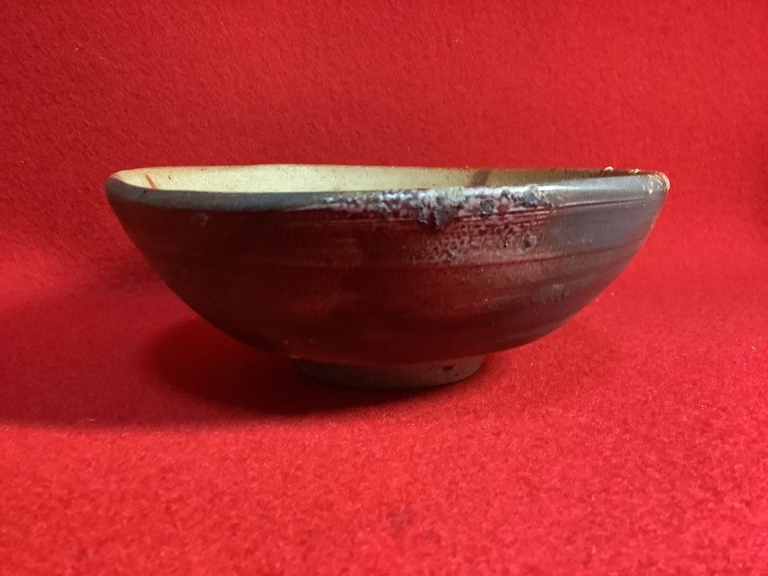 平茶碗　備前焼緋襷・火襷　小西陶古【中古美品】