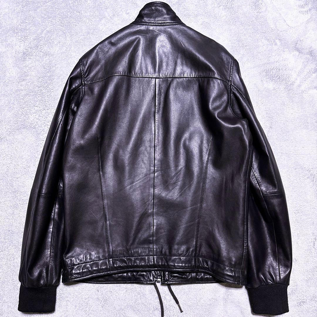 未使用級】ディーゼル ライダース ラムレザー レザージャケット ブラック M