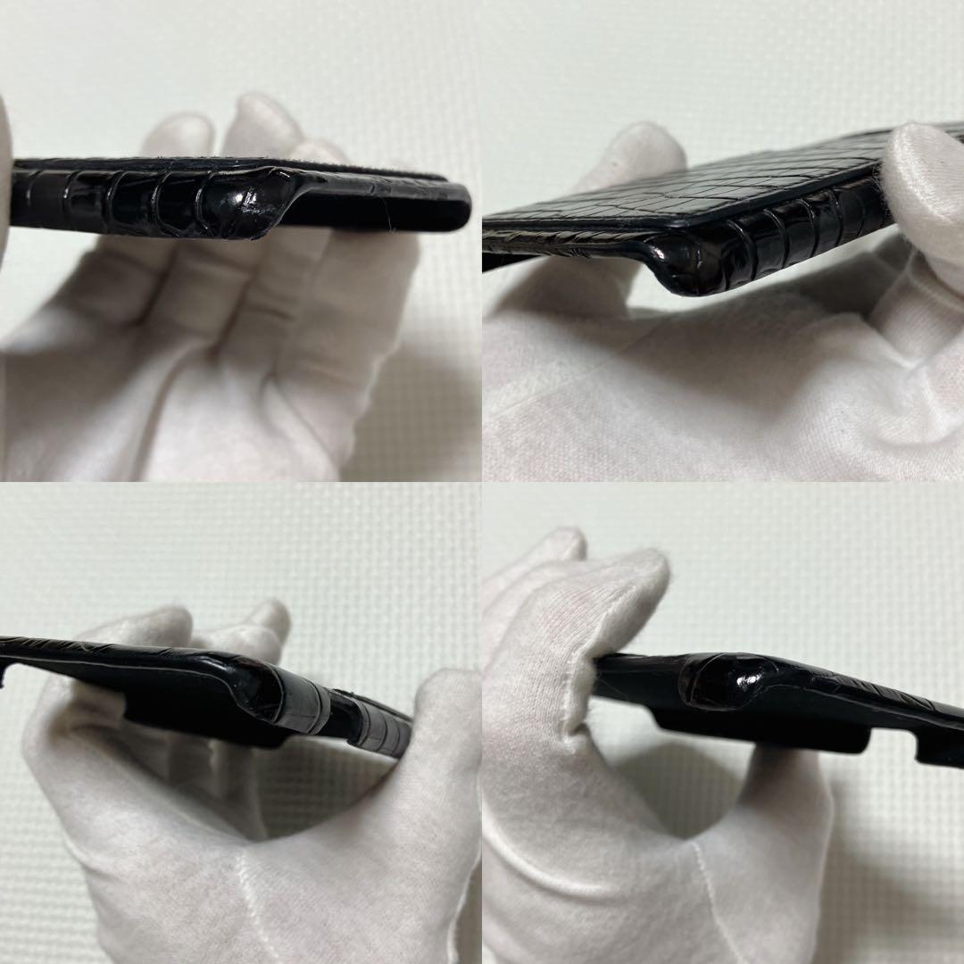希少 SAINT LAURENT スマホ ケース 黒 クロコ型押し 箱袋付き