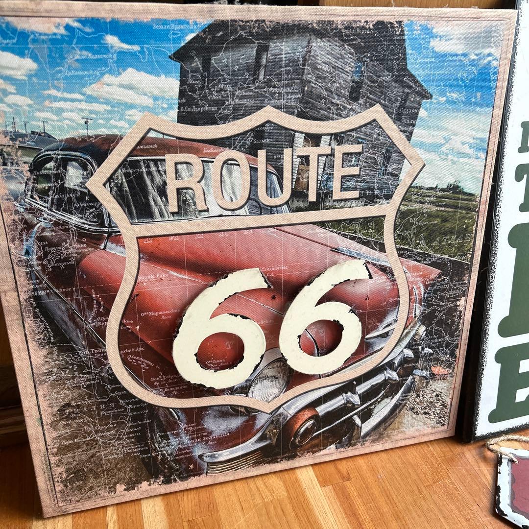 ブリキ看板インテリアアンティークアメ車ハーレールート66 ショベル