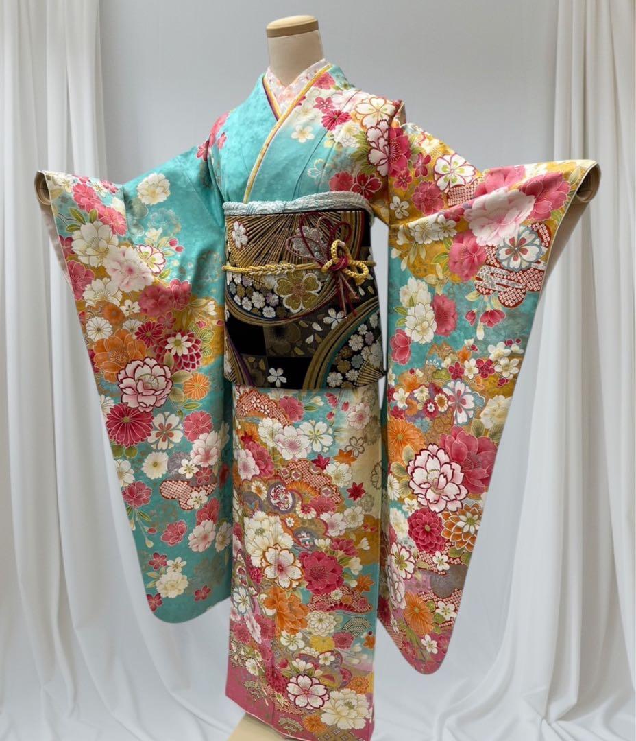 5379夏) ✿ 振袖フルセット ✿ 四季の花 金駒刺繍 (5379夏) ✿