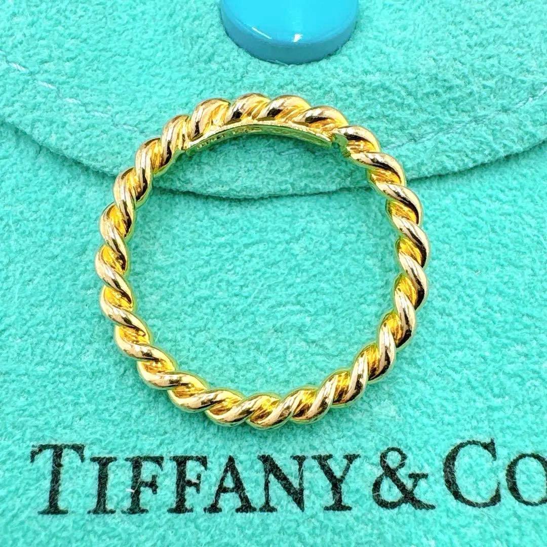 極美品 オールドティファニー ツイスト リング 9号 k18 ゴールド