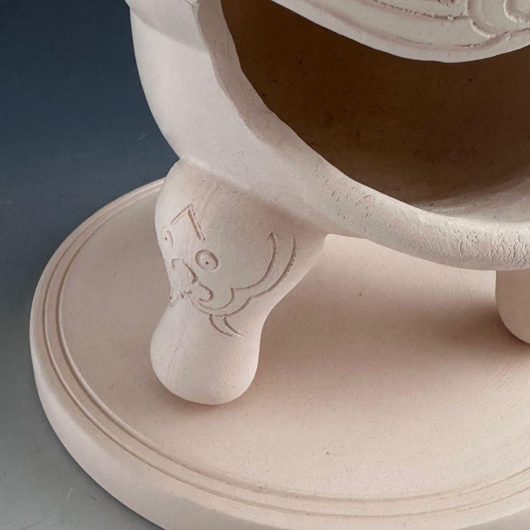 煎茶道具 白泥 木米写 鬼面 涼炉 平安 妙見窯 共箱 台付 湯沸かし 煎茶