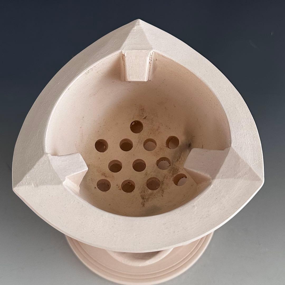 煎茶道具 白泥 木米写 鬼面 涼炉 平安 妙見窯 共箱 台