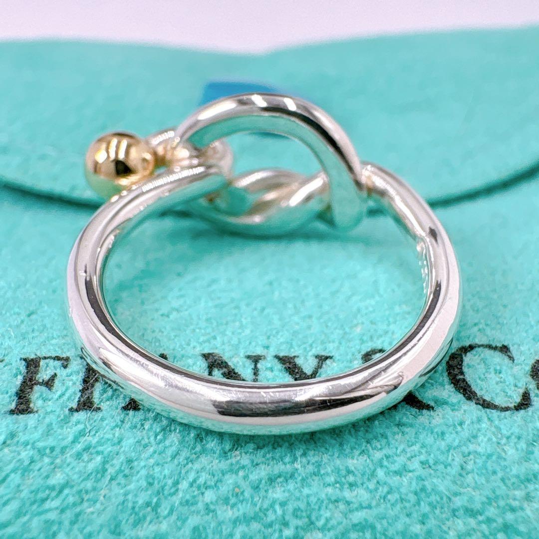 極美品 オールドティファニー ラブノット コンビ リング 7号 シルバー k18