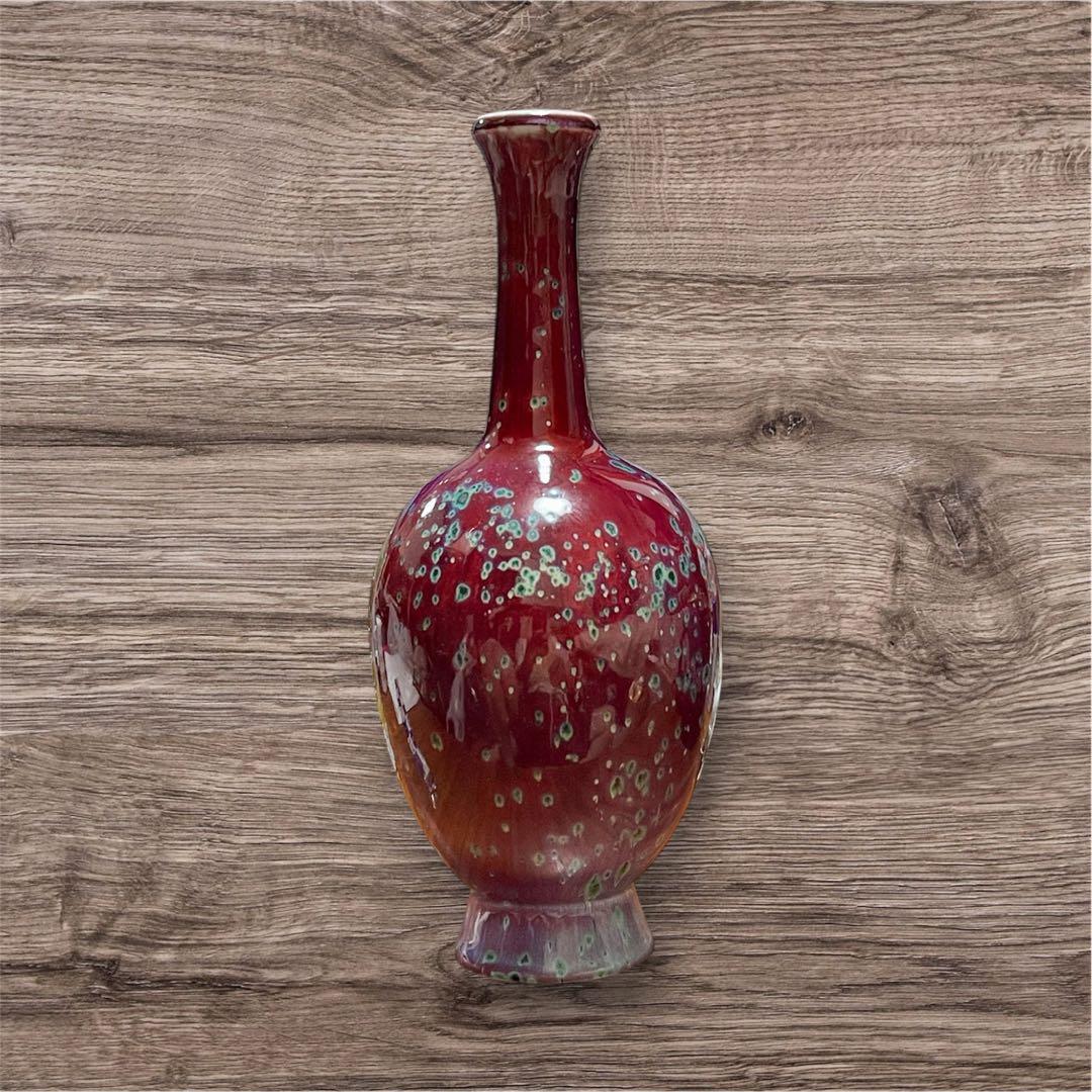 孔雀釉 龍野焼 花瓶 花入 松山雅英作