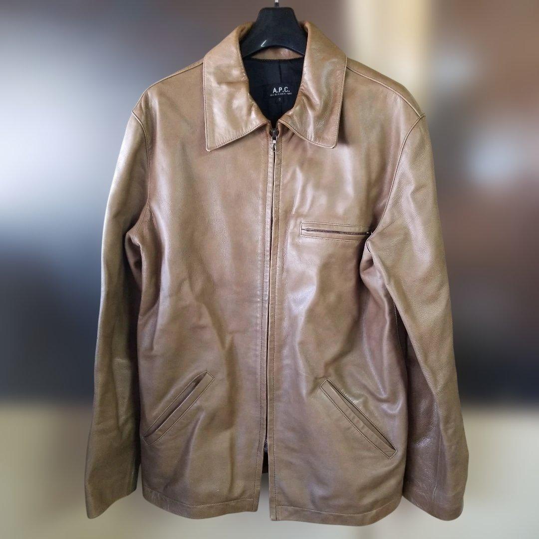 A.P.C. アーペーセー レザージャケット 牛革 フランス製 オリーブS