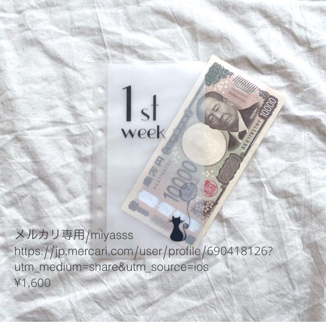 1600円】貯金リフィル 黒猫バルーン weekly A6 saving