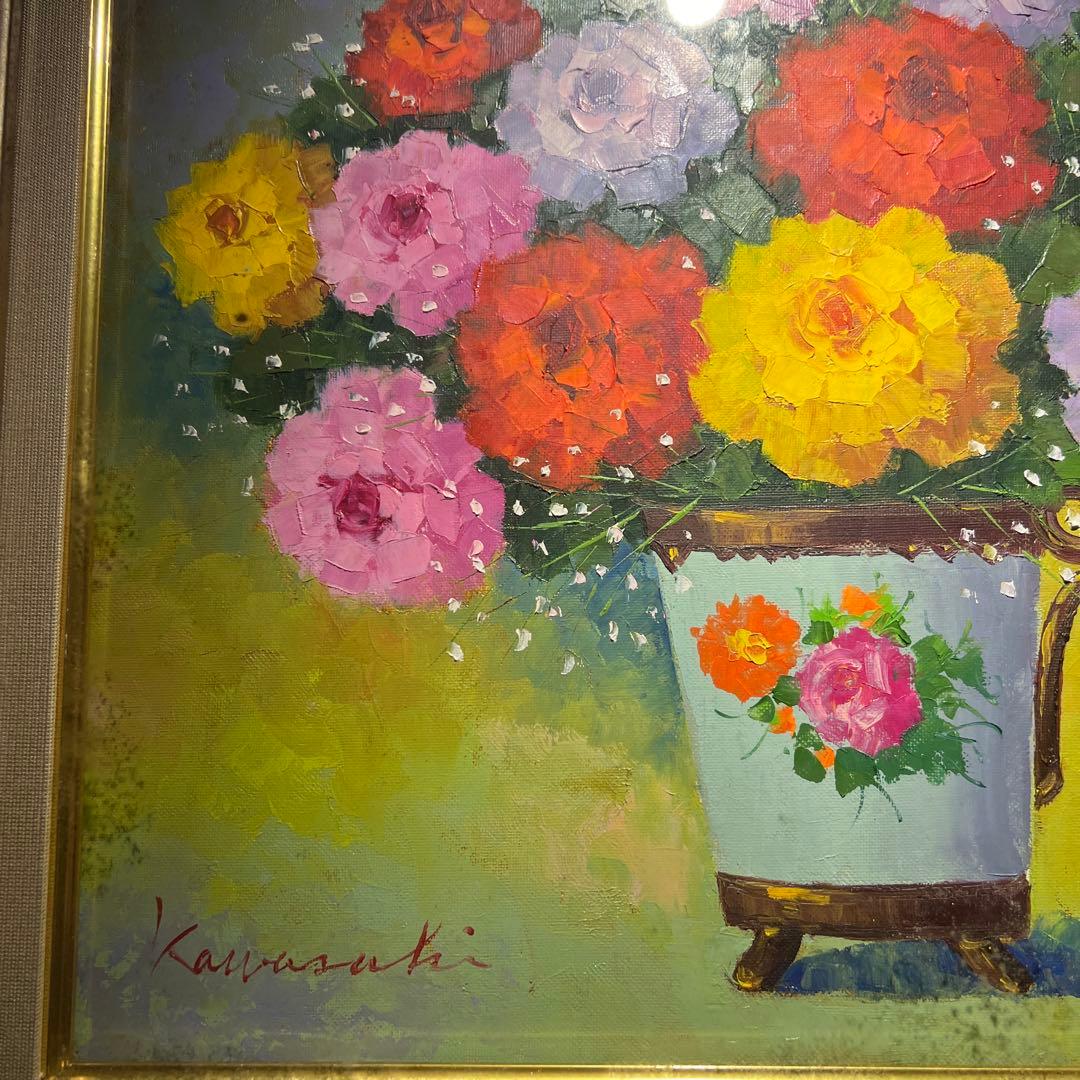 美品　肉質画　河崎久二　薔薇