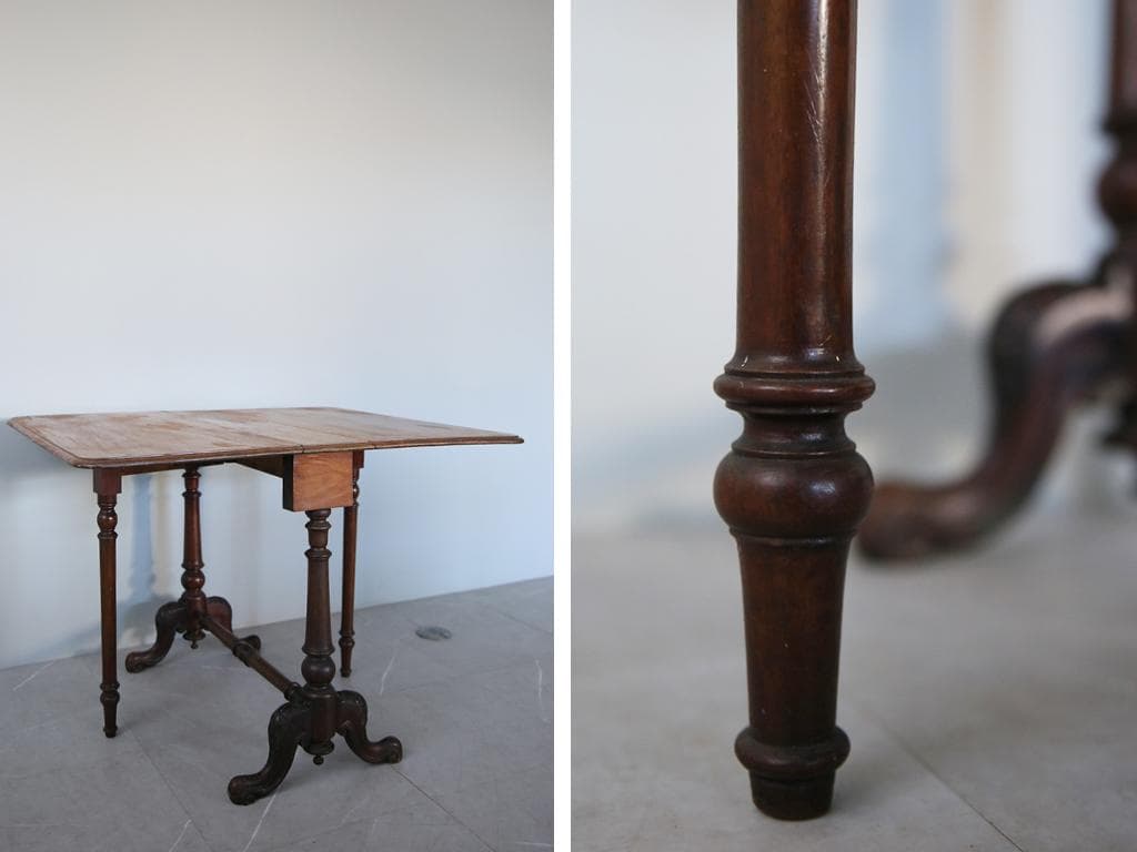 英国アンティーク木製ゲートレッグテーブル/ダイニング机/バタフライ(92-148