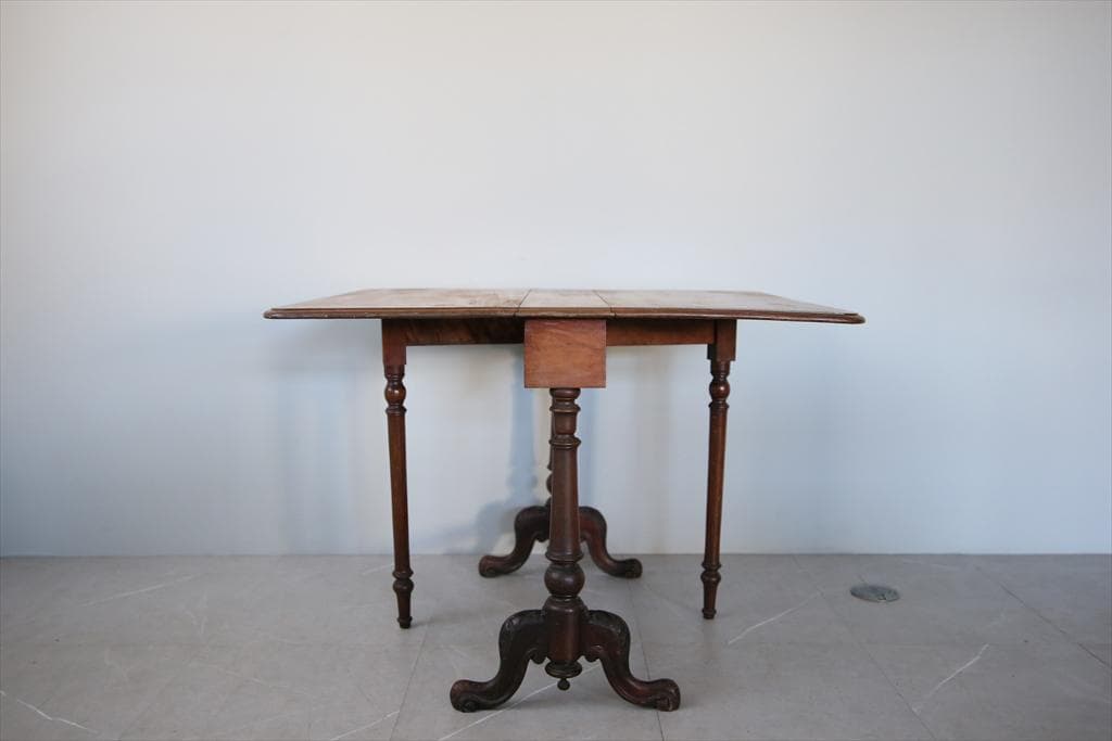 英国アンティーク木製ゲートレッグテーブル/ダイニング机/バタフライ(92-148