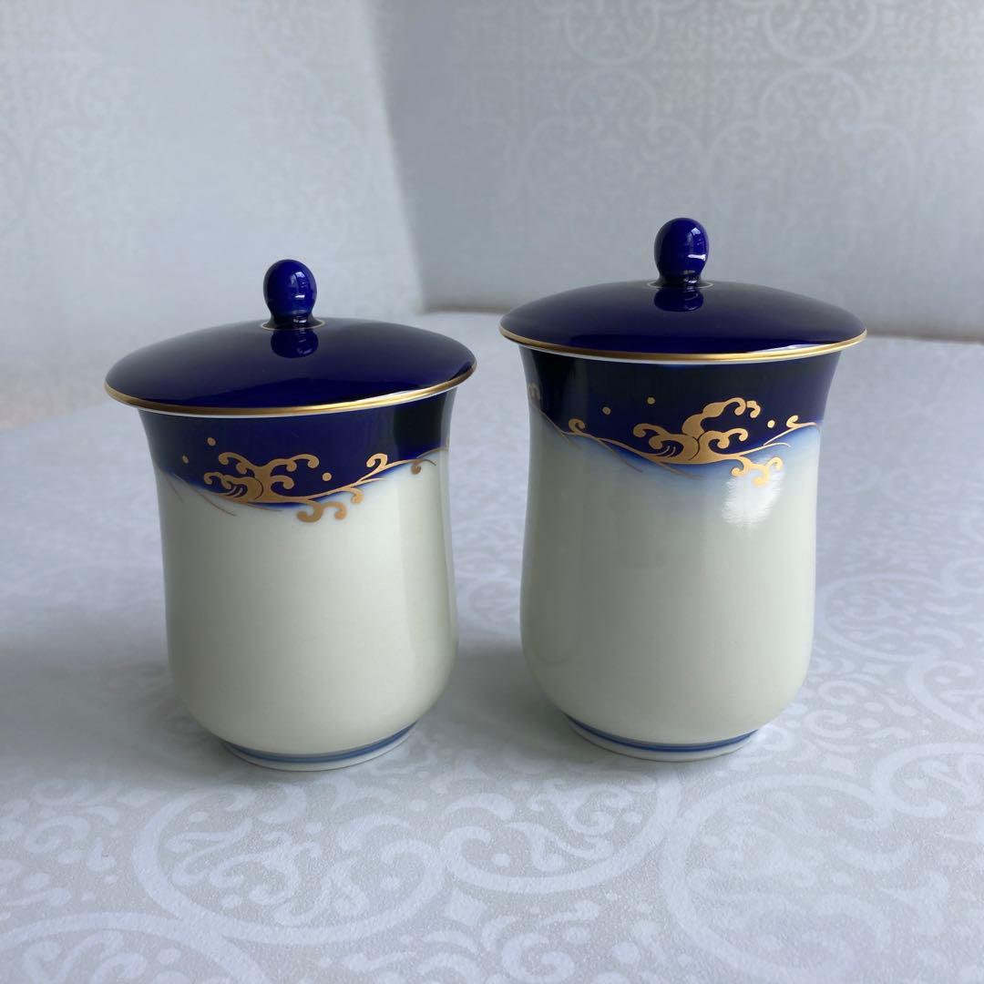 深川製磁 波図金彩 夫婦湯呑 組湯呑 ゆのみ 湯呑み - メルカリ